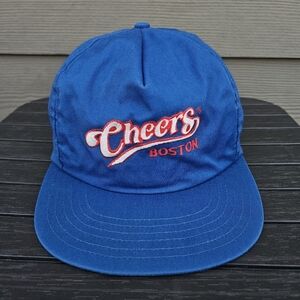Vintage 90s Cheers Boston TV Show Restaurant Snapback Hat Cap Made in USA Blue